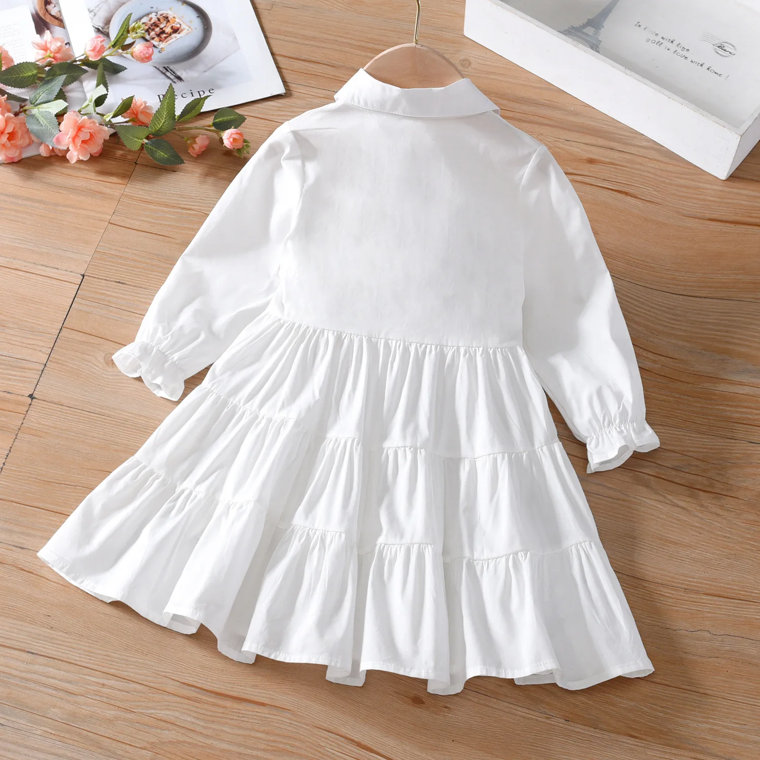 Toddler Kids Baby Girl Autumn Spring Summer Baby Dress White Solid Cotton Linen Party Casual Children Dress Clothes