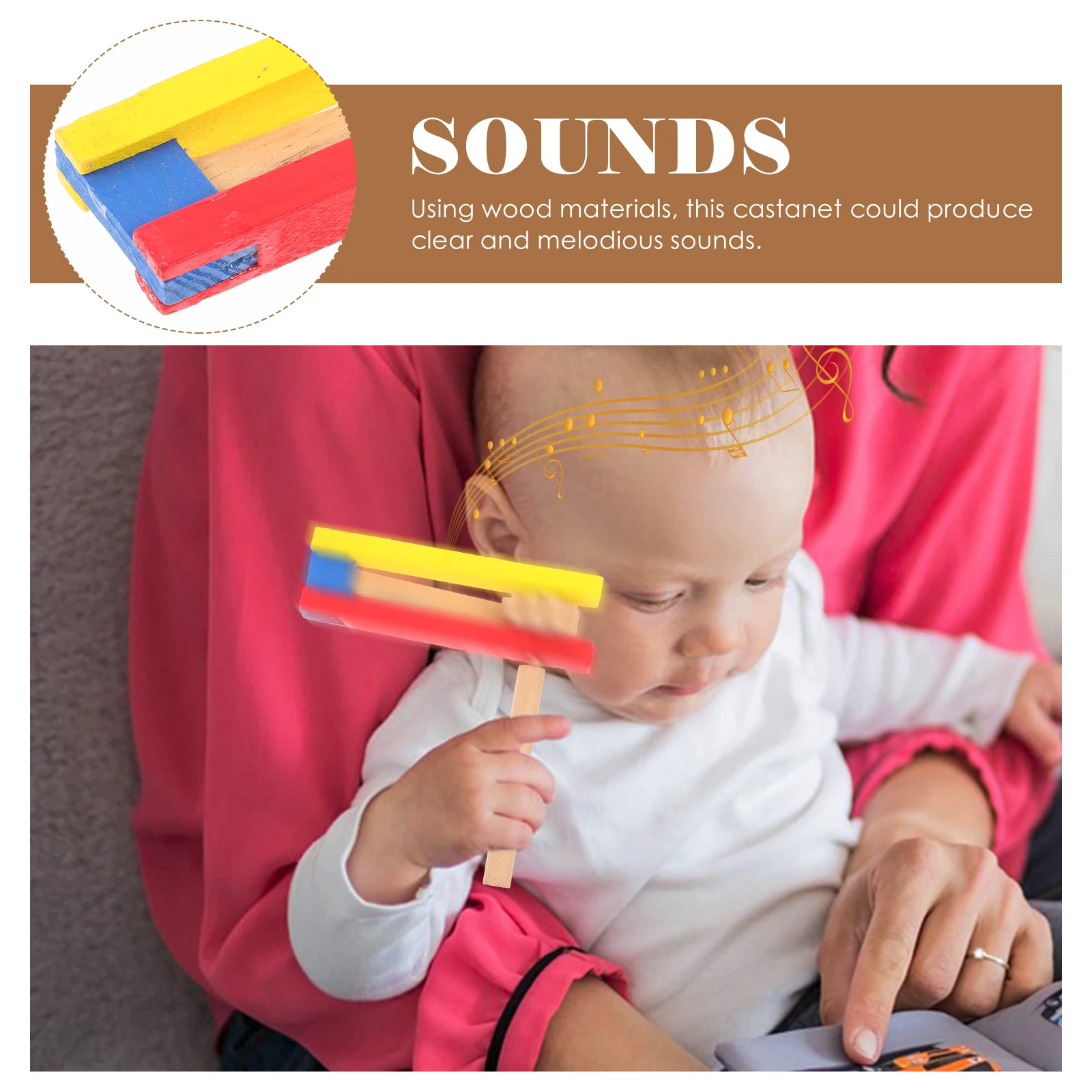 Crecelle En Bois 2 Pièces,Jouets à Cliquet En Bois Pour Enfants,Créateur De Bruit à Cliquet En Bois,Ratchet En Bois,Instrument De Mu - Puériculture & Eveil Bébé