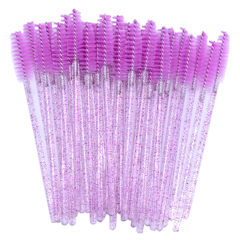 50pcs Disposable Crystal Glitter Mascara Brush Wands for Eyelash & Makeup Application