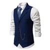 Men's Suit Vest Fashion Turn-Down Collar Pockets Suit Vests England Style Smart Casual Vintage Gentleman Leisure Party Waistcoat 5