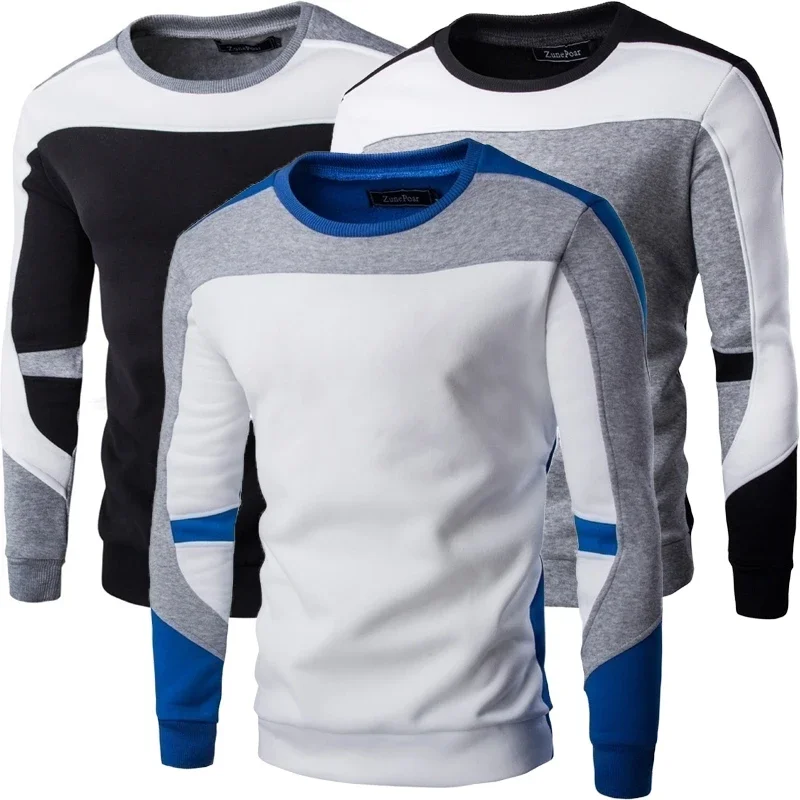 남성용 캐주얼 시즌 컬러블로킹 크루넥 스웨터, 긴팔 하의 풀오버 스웨터, 가을 및 겨울 