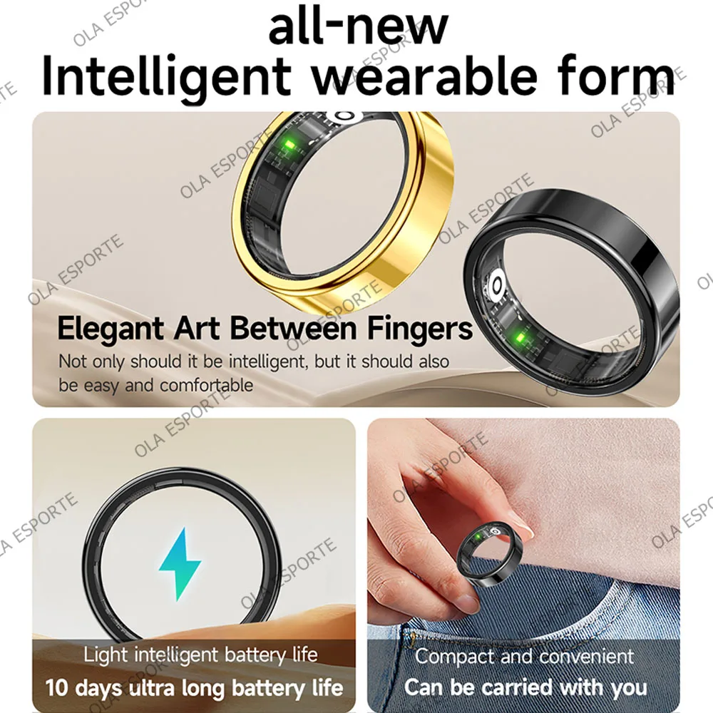 2026 New Fashion Smart Ring Heart Rate Blood Oxygen Monitoring 5ATM Waterproof Health Ring Pedometer For Men Women Festival Gift 2
