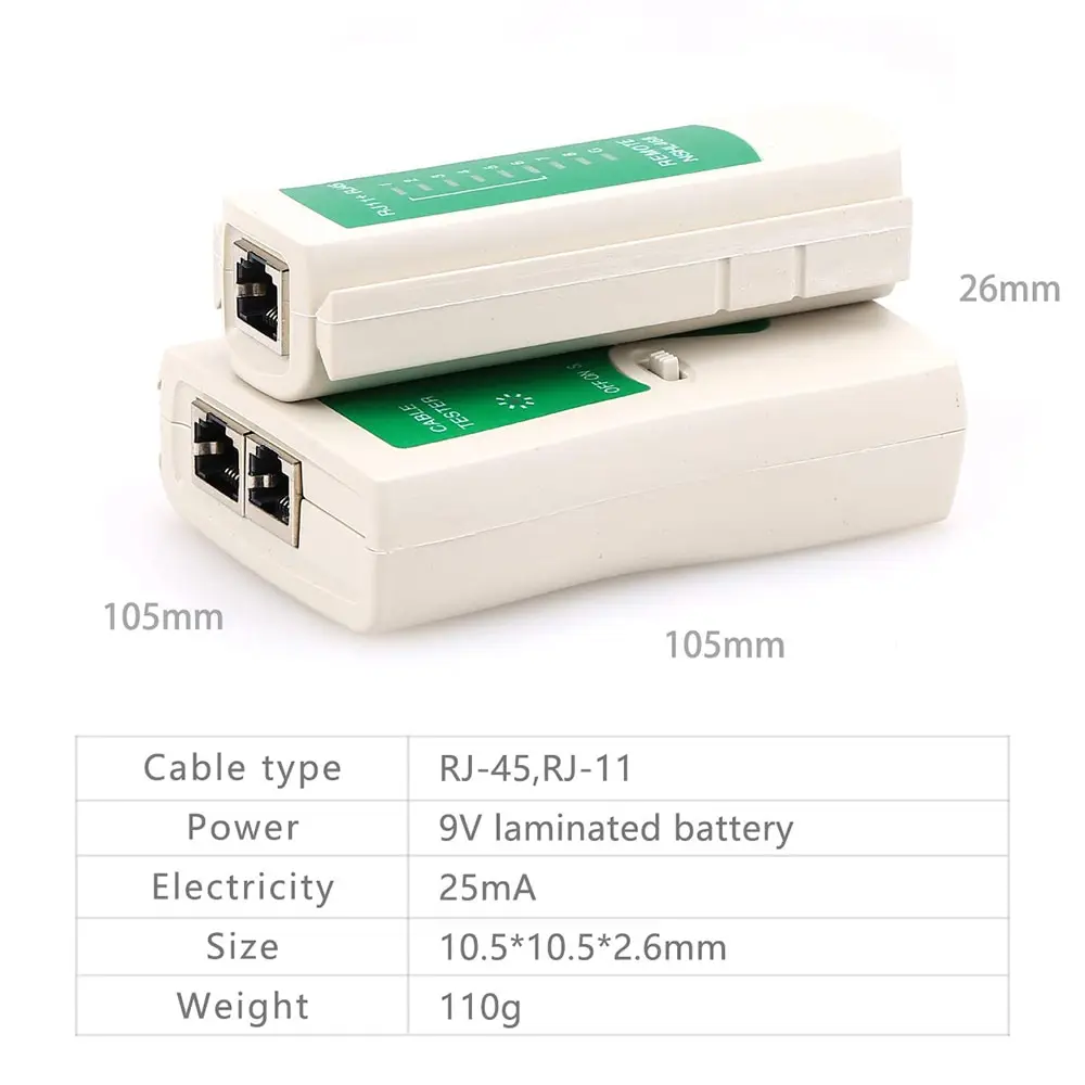 AMPCOM Network Cable Tester RJ45 Ethernet Cable Tester Lan Test Tool Cat5 Cat6 CAT7 8P 6P LAN RJ11 Telephone network cable tester