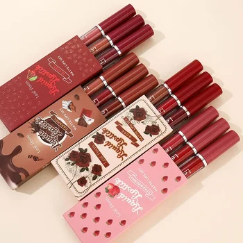 Waterproof Long-lasting Velvet Matte Lip Gloss Set Strawberry Moisturizing Lipstick Kit Beauty Cosmetics Makeup Rose Lip Stain 1