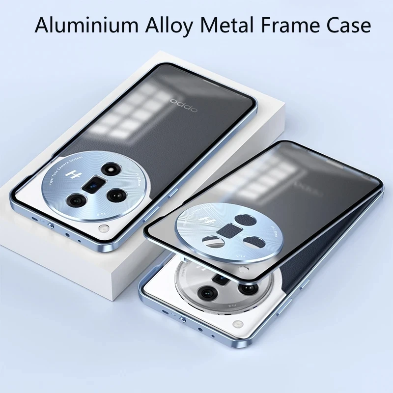 Custodia Per Oppo Find X7 Ultra Aluminium Alloy Metal Frame Cover Posteriore In Acrilico Trasparente Opaco Per Find X 7 X7Ultra X6 Pro Bumper Funda