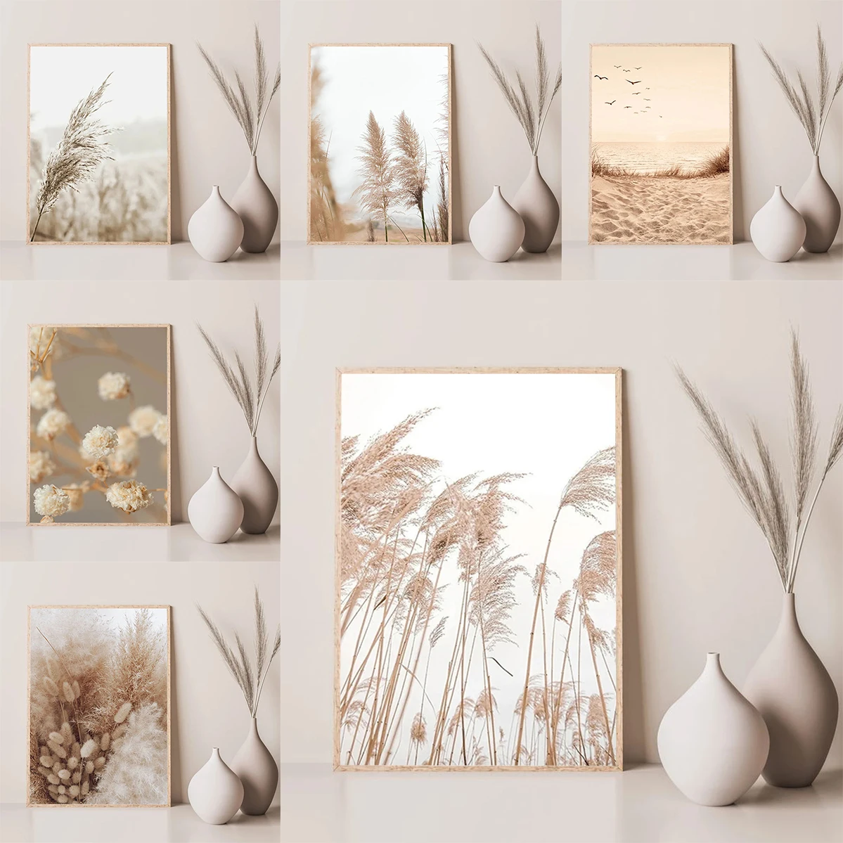 

Beige Scape Painting Reed Coconut Poster Home Decorations for the Room Decor Decorative Paintings Canvas Wall Art Posters Prints