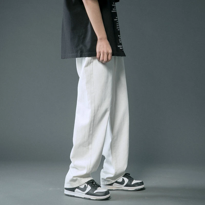 New Summer High Street Casual Classic Baggy Jeans Pants Men's Korean Fashion Hip Hop Denim Straight Wide Leg Trousers Pantalones