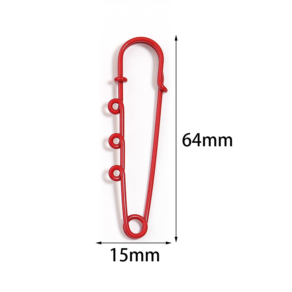 6개 금속 대형 안전핀 브로치 베이스 훅 64mm 핀 3링 DIY 잠금 담요 옷 공예 제작 액세서리