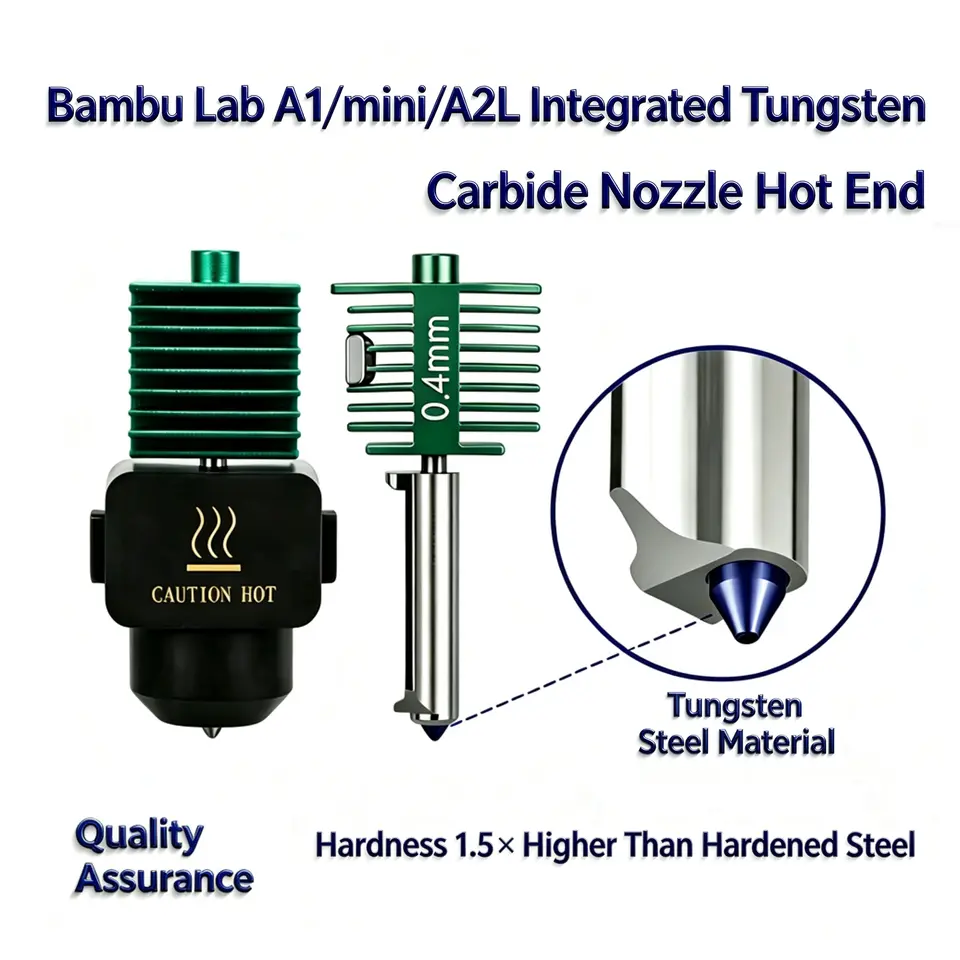 New Bambu Lab A1 Mini/A2L Integrated Tungsten Carbide Steel Nozzle Hotend Kit Upgraded All-in-one Hotend 3D Printer Parts image 1
