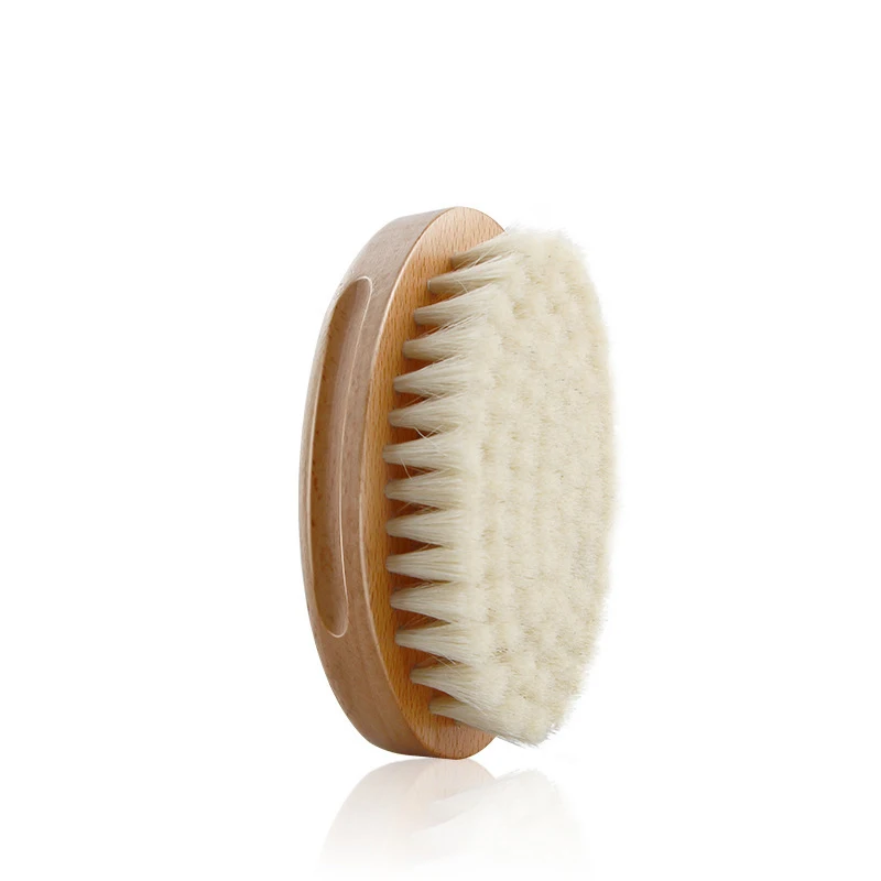 1Pcs Men Soft Goat Bristle Oval Beard Brush With Wooden Handle Barber Dust Brushes For Broken Hair Cleaning Tools