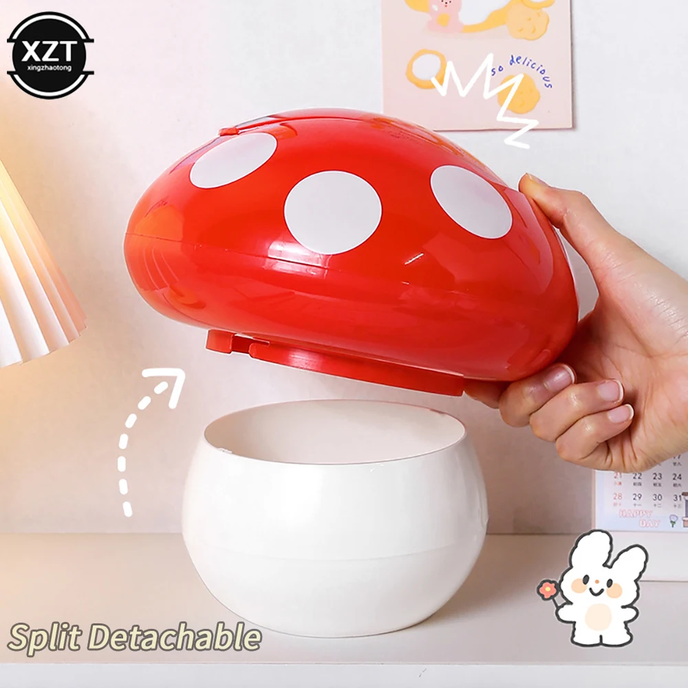 Can Trash Mini Garbage Desktop Desk Binwastebasket Waste Tabletop Countertop Container Cute Basket Mushroom Room Officeholder