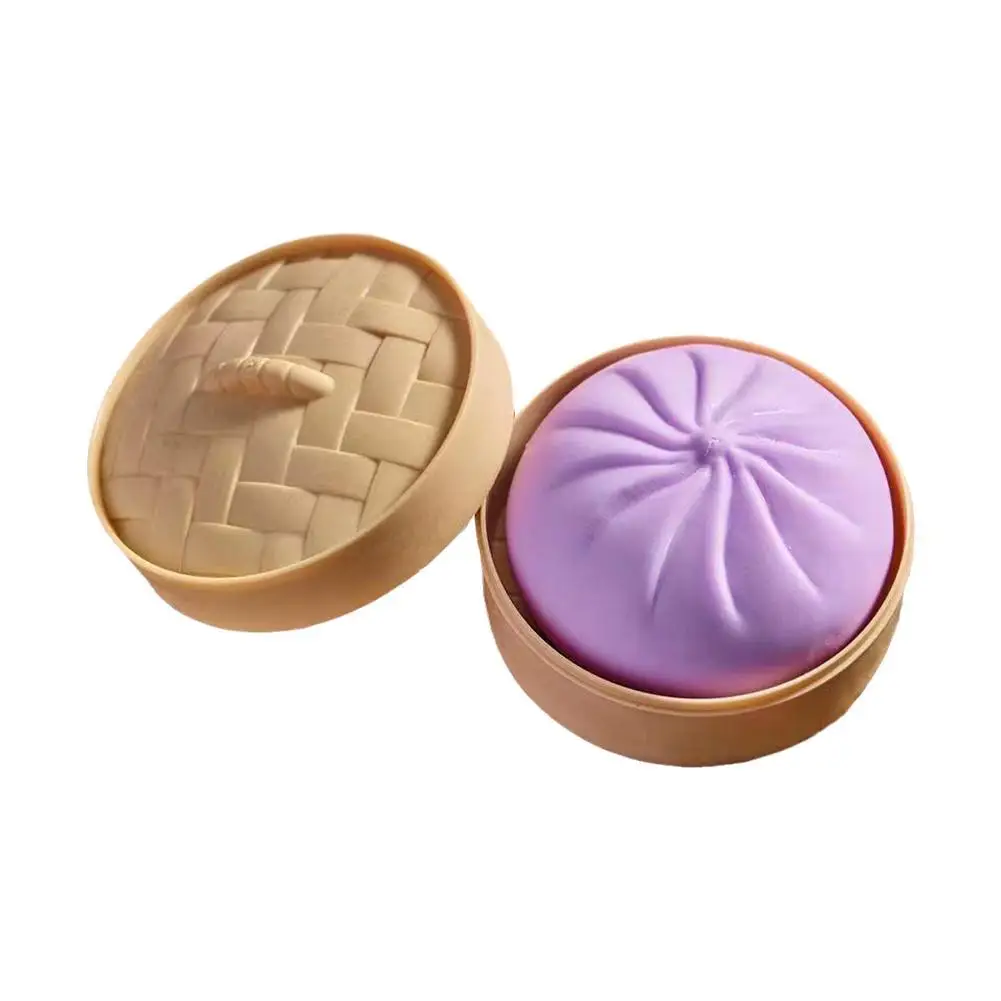 Dumpling Stress Relief Elastic Dough Ball with Mini Steamer Basket