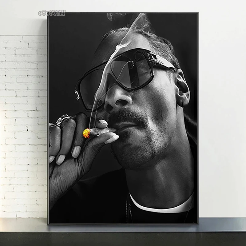 BlackandWhiteRapperStarSnoopDoggCanvasPaintingPostersand
