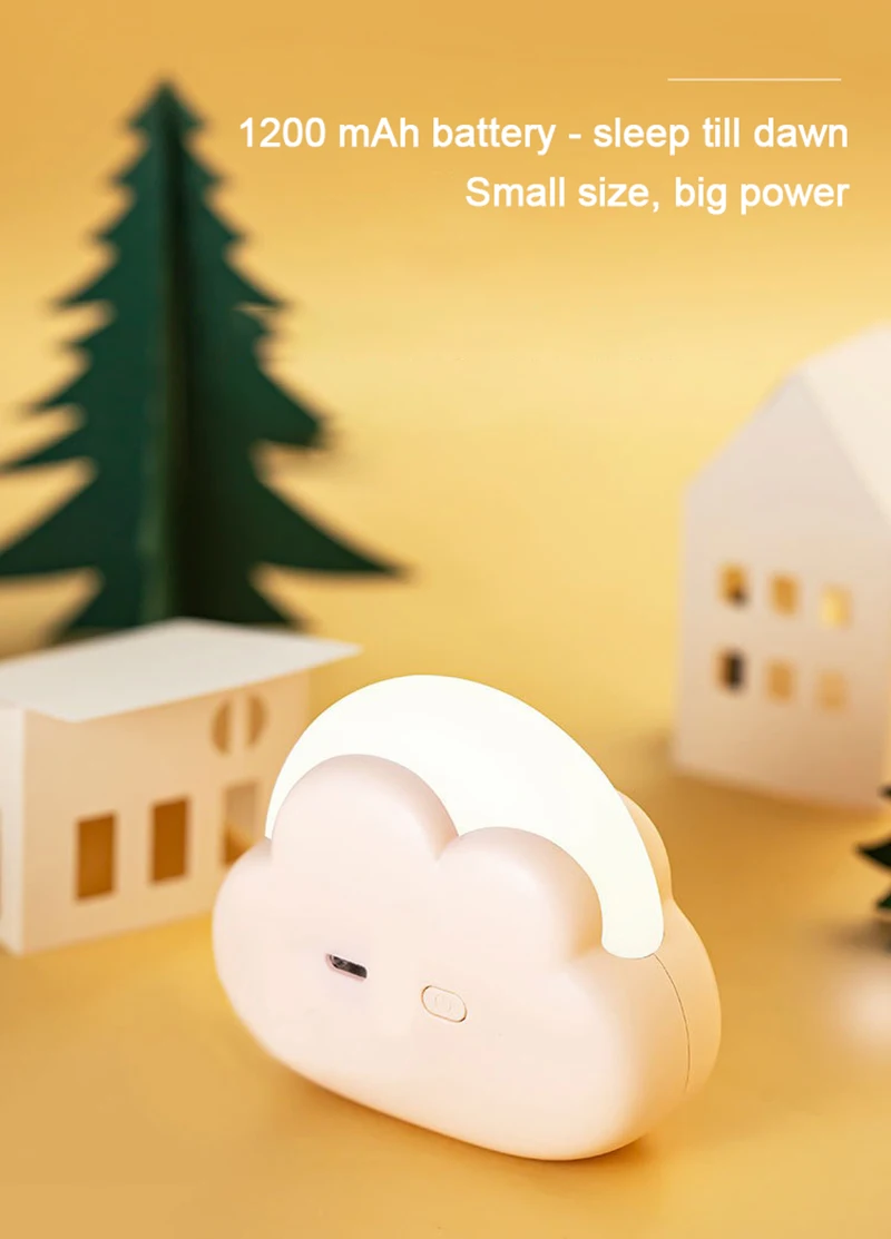 Description Picture 5 of itemUSB Wireless Night Light Mini Adorable Cloud Shape LED Night Lighst For Bedroom Baby Children Bedroom Desktop Decoration Lamps