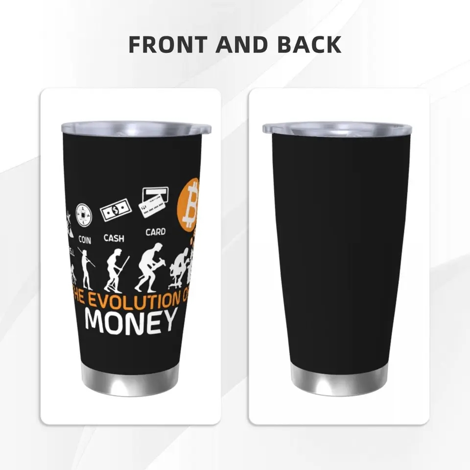 The Evolution Of Money Bitcoin Tumbler Vacuum Insulated Crypto Coin Coffee  Cups Vacuum Flask Travel Outdoor Mugs Water Bottle - AliExpress