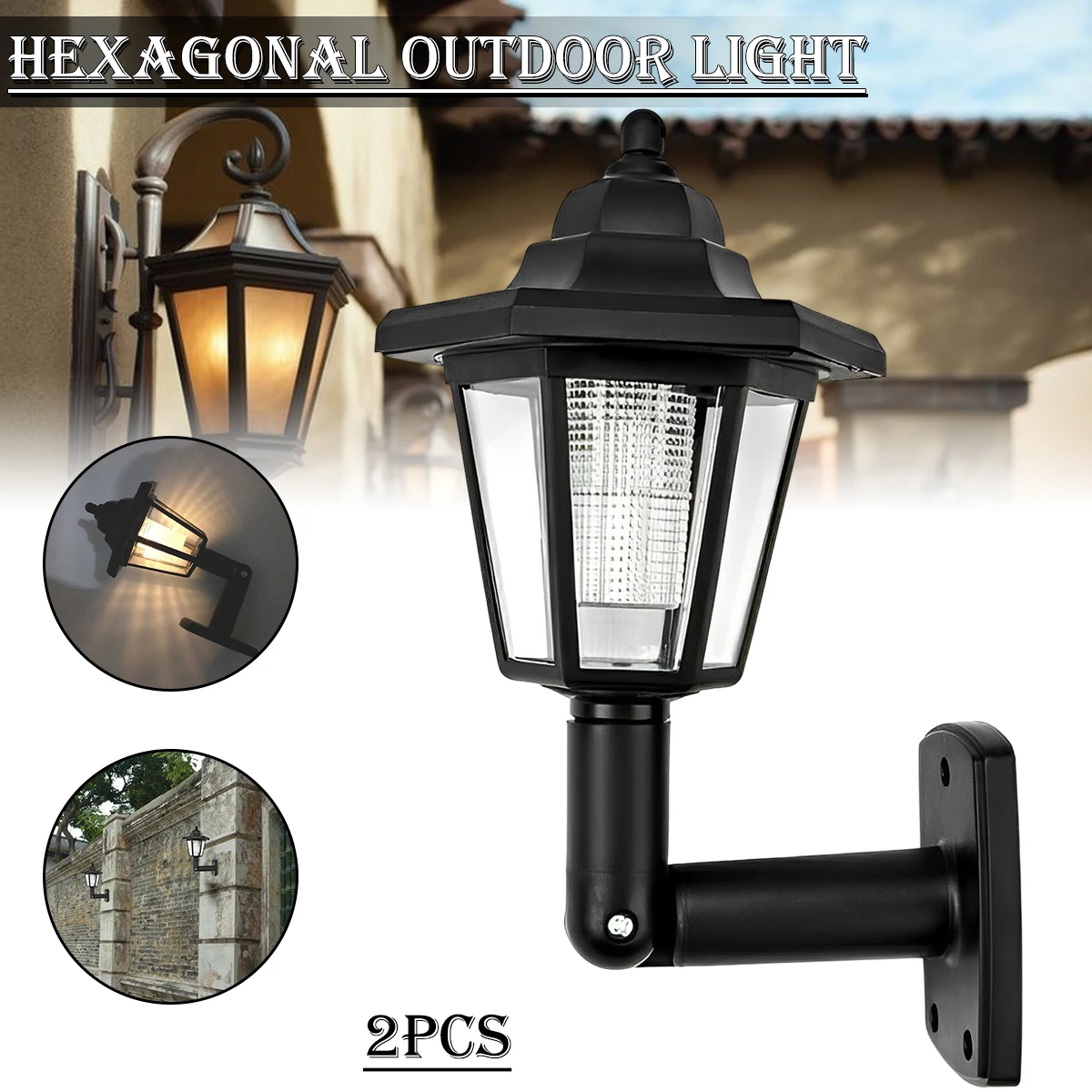 

Hexagonal Solar Light Outdoor LED Solar Sconce Retro Led Wall Lamp Lantern Garden Decor Waterproof Landscape Solar Wall Light