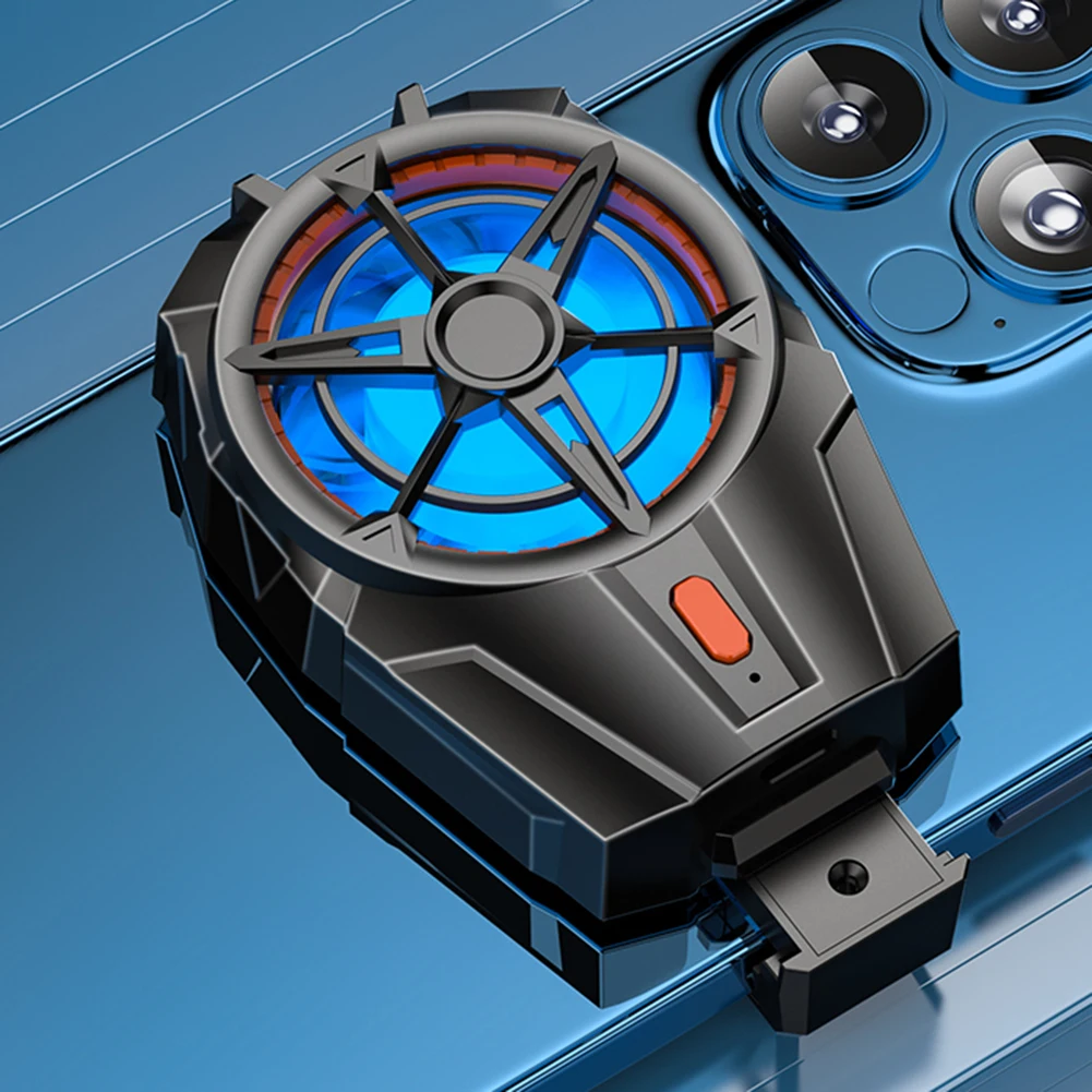 Rechargeable Dual Fan Mobile Phone Cooler with Blue Light