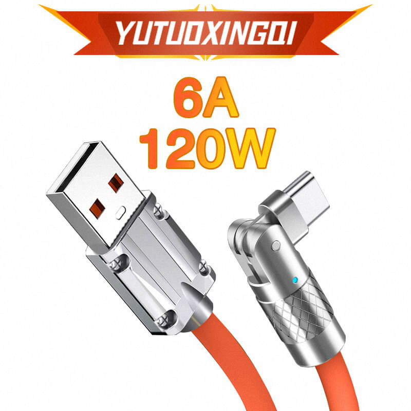 Usb Type C Charging Cable 180 Degree Rotating Elbow Zinc Alloy Fast Charging Data Cable 6a Fast Charging For Mobile Games