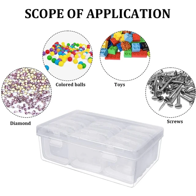 12 Pieces Small Clear Plastic Beads Storage Container and Organizer  Transparent Boxes with Hinged Lid for Storage of Small Items, Jewelry,  Diamonds, DIY Art Craft Accessory 2.12 x 2.12 x 0.79 Inch