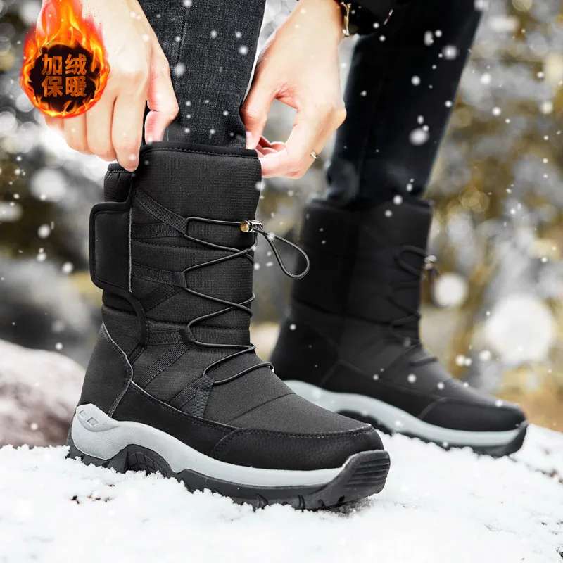 Snow Boots Men Waterproof Mens Winter Boots With Fur Winter Shoes Nonslip Men Platform Thick Plush Warm Botas