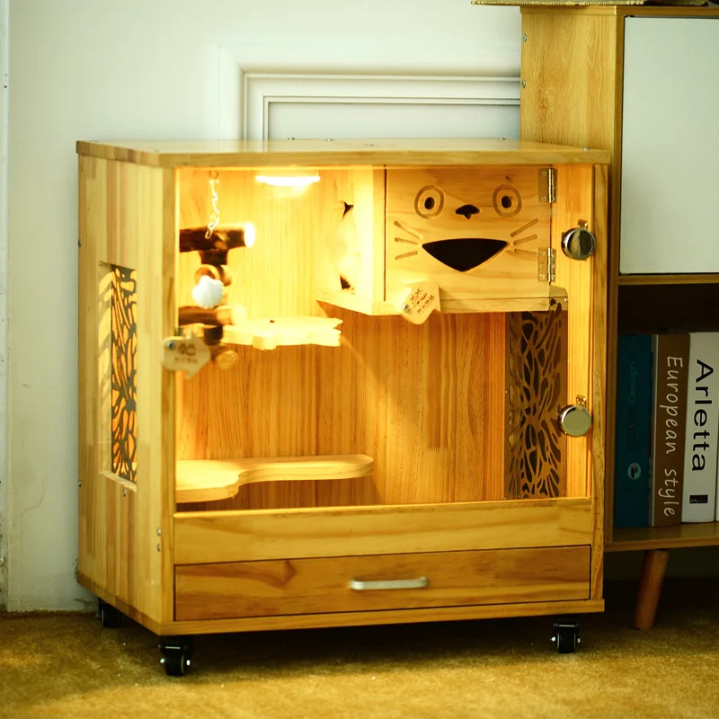 

Cat Cage Cabinet Luxury Villa Home Solid Wood Cabinet Rabbit Cage