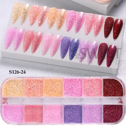 Purple Pink Series Holographic Glitter Nail Sequins and Chrome Pigment Set (S126 - 24)