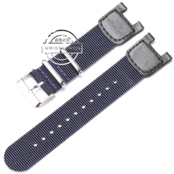 Premium Nylon Leather Watch Strap - Men's Sport Watch Accessory Replacement - 24mm (Blue - 1)