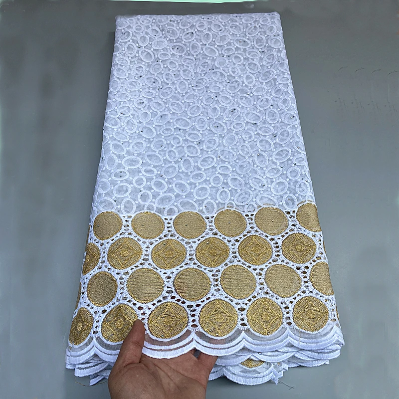5 Yards African French Lace Fabric High Quality Mesh Lace Fabric With Gold Thread Embroidery Bead For Wedding Part PS22