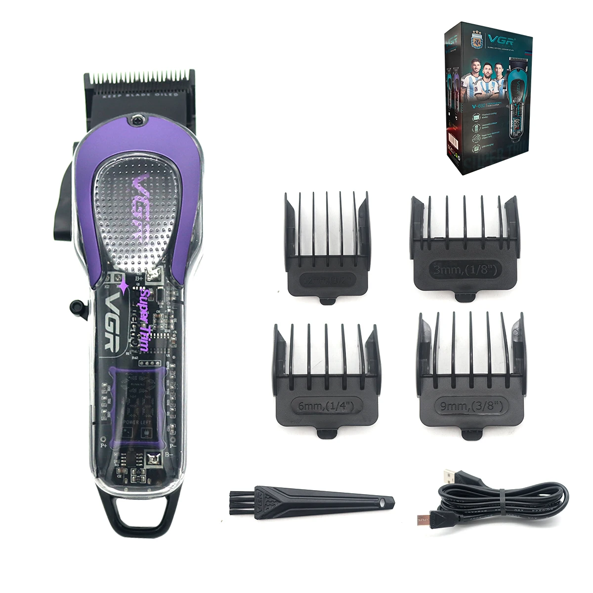 ماكينة قص الشعر الاحترافية VGR V-692 للرجال مع شفر...