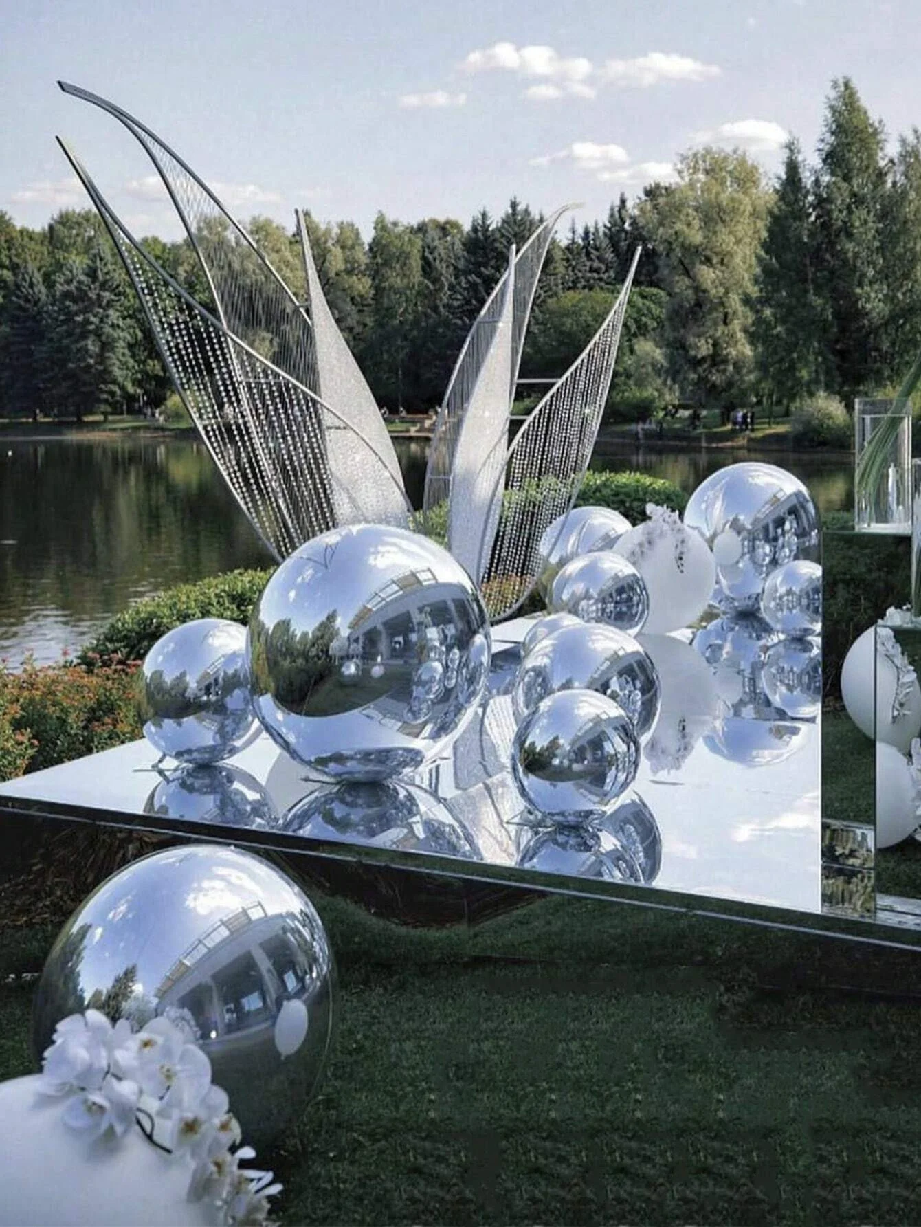 5pcs Party Silver Mirror Aluminum Foil Balloons, Wedding Decoration Balloons, Party Supplies
