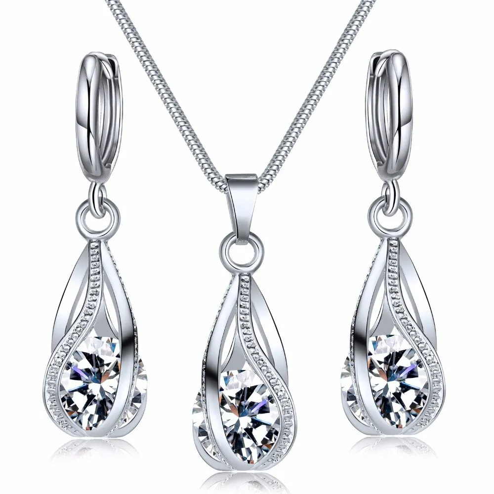 Necklace Earring Set 3pcs Ladies Light Luxury Wind Copper Alloy Pendant Black Crystal Stone Ear Clip Section Combination Jewelry jewelry sets jewelry set