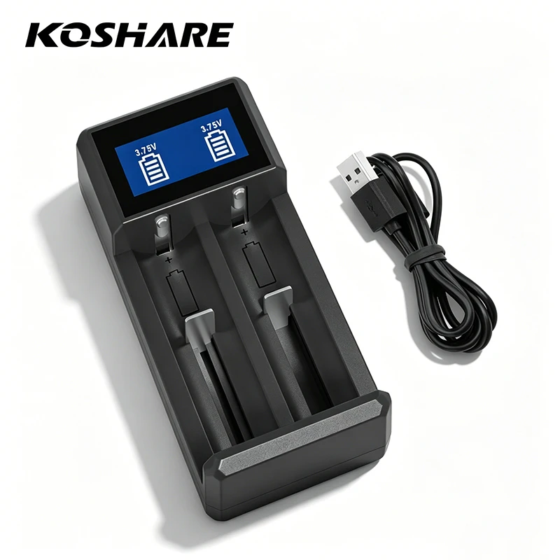 KOSHARE A402 2 Slots LCD Smart Battery Charger For 3.7V 18650 Lithium Rechargeable Batteries Universal With Type-C Port Input 1 KOSHARE A402 2 Slots LCD Smart Battery Charger For 3.7V 18650 Lithium Rechargeable Batteries Universal With Type-C Port Input 1