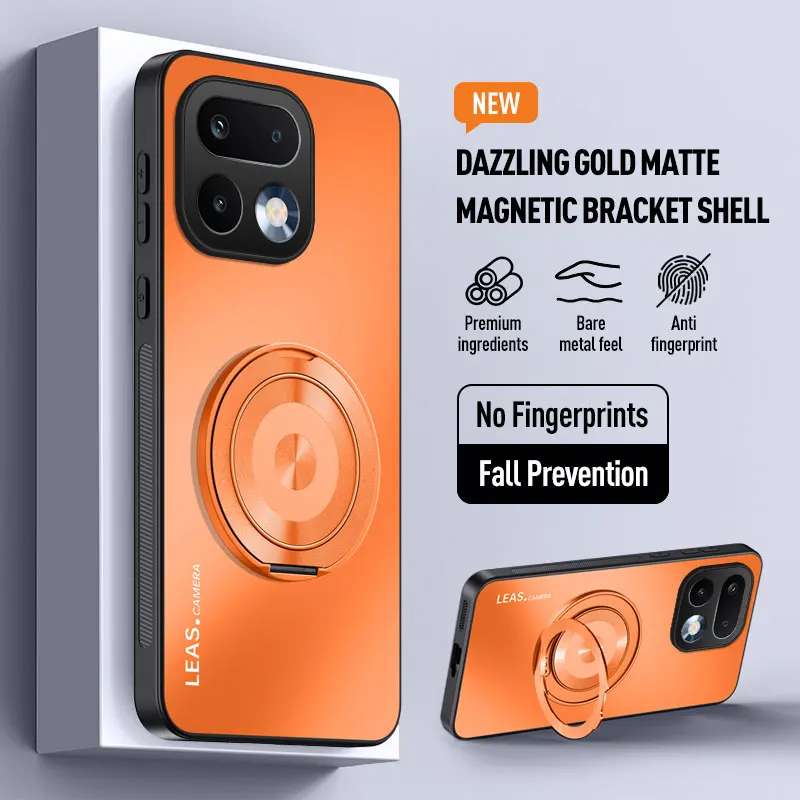 Magnetic Holder Case with Matte Skin-Feeling and AG Lens Protection - Hard Cover Bumper