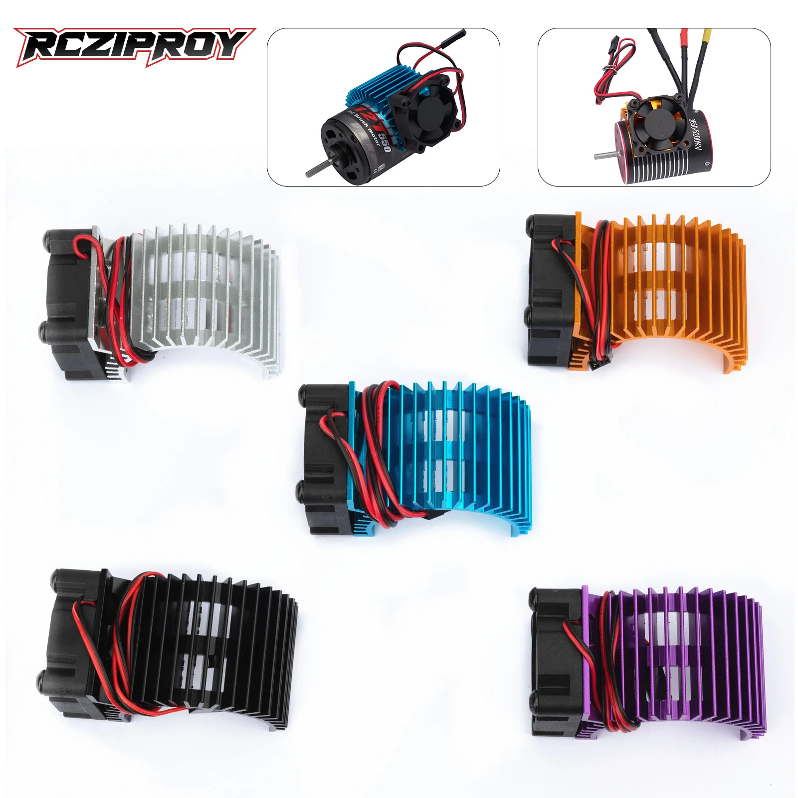 Vue de face du moteur RC brushless pas cher avec connecteurs et dissipateur thermique.