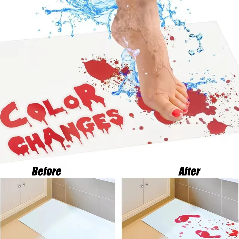 Halloween Bloody Color-changing Bath Mat Bathroom Floor Mats Carpet Rugs Horror Room Prank Halloween Party Decorations Props