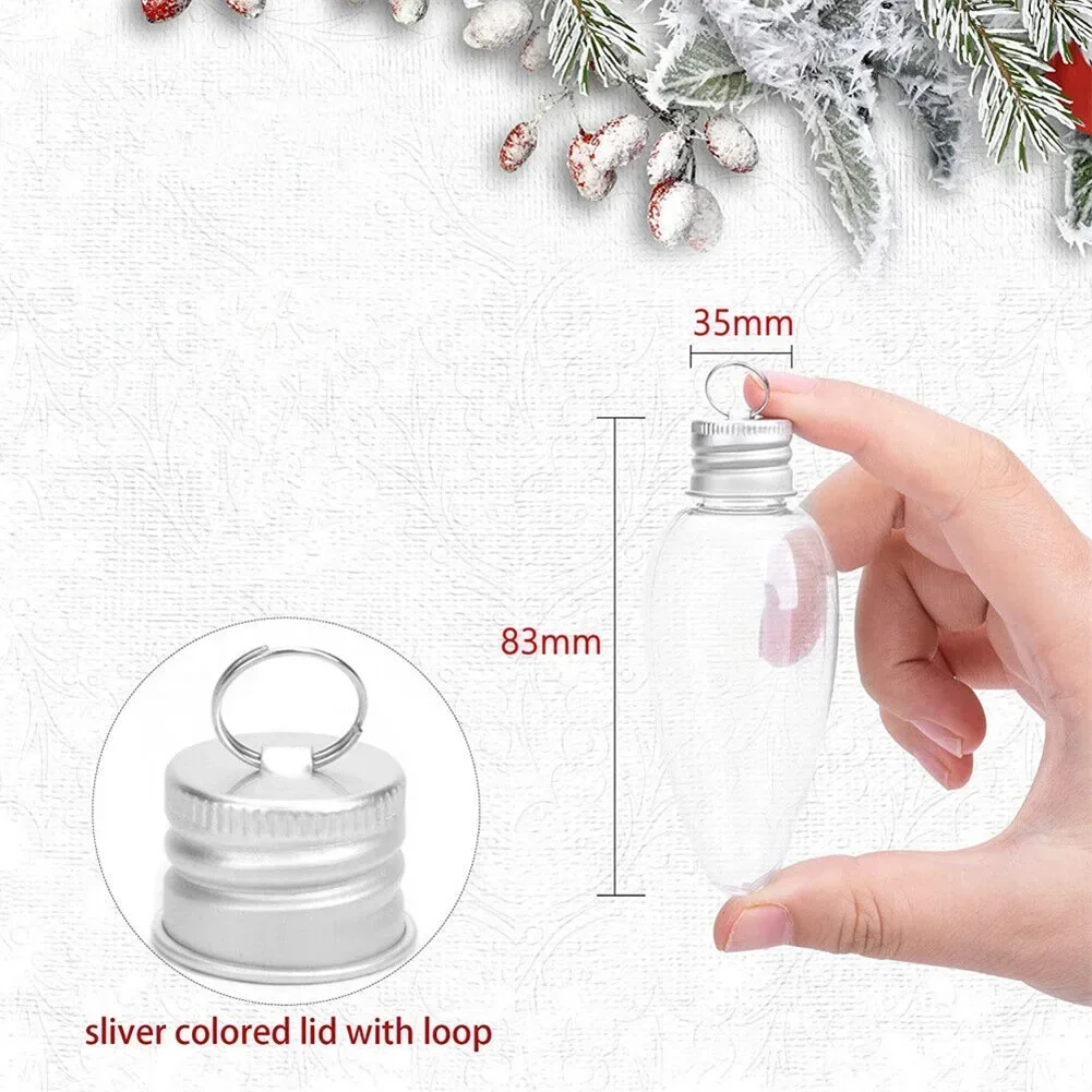 Light Bulb Shaped Refillable Bottles Christmas Ornaments Plastic Candy Containers DIY Christmas Ball Plastic Baubles 50/10/5pcs