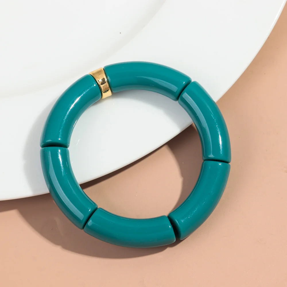 Kit per la creazione di braccialetti a tubo di bambù, 72 pezzi, per donne, amicizia, regalo impilabile, grosso, perline ricurve in acrilico, perline
