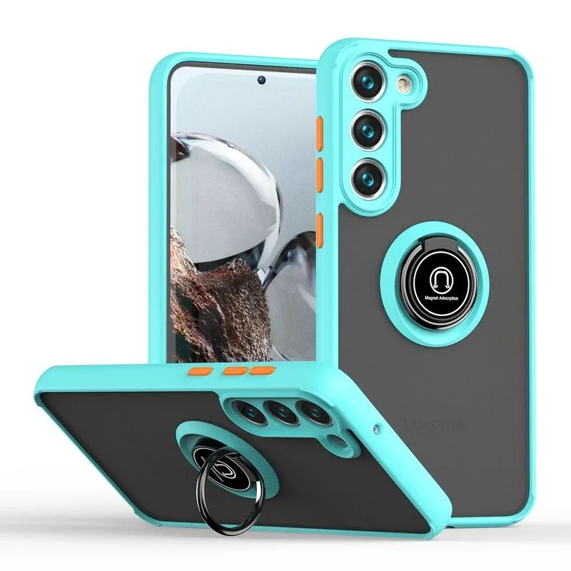 Shockproof Matte Armor Case with Magnetic Ring Holder - Sleek and Durable Protection Cover