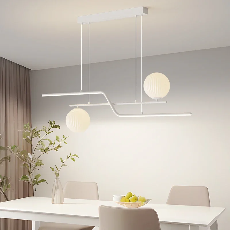 Modern Simple Led Restaurant Chandelier Light Luxury Dining Table Pendant Light Nordic Long Strip Creative Indoor Lighting Lamps 3