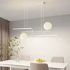 Modern Simple Led Restaurant Chandelier Light Luxury Dining Table Pendant Light Nordic Long Strip Creative Indoor Lighting Lamps 3