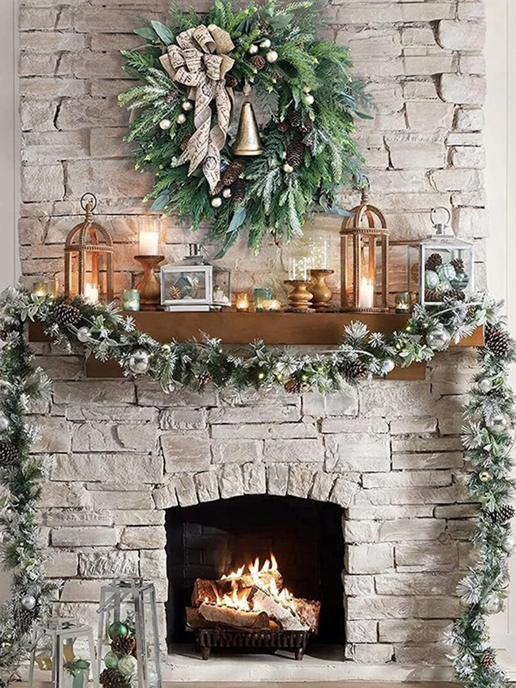 Description Picture 2 of itemFarmhouse Christmas Wreath Door Wreath Christmas Wreath For Door Christmas Decoration Wreath Christmas Garland With Bells