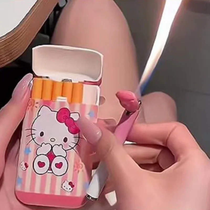 

Sanrio Hello kitty Cinnamoroll Pochacco Kuromi new cute creative cartoon lightweight portable cigarette case lighter combination