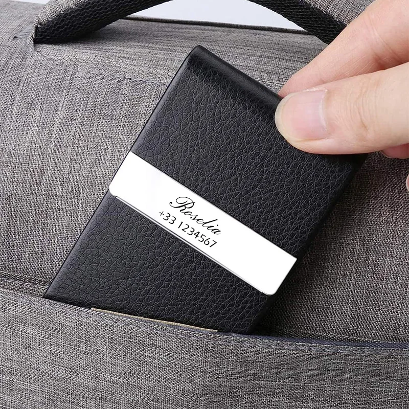 Stainless Steel Personalized Pocket Business Card Holder with Logo Custom Multiple Cards Business Card Slot