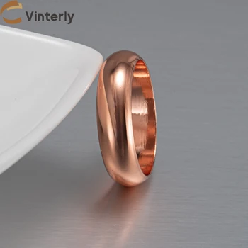 Vinterly Pure Copper Rings for Women Men 6mm Wide Finger Jewelry Shiny High Polished Metal Minimalist Copper Ring 1