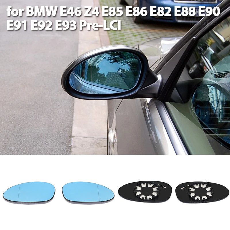 Acheter Verre de miroir chauffant d'aile de porte de voiture bleue, pour  BMW E81 E82 E87 E46 E90 E91 E92 E93