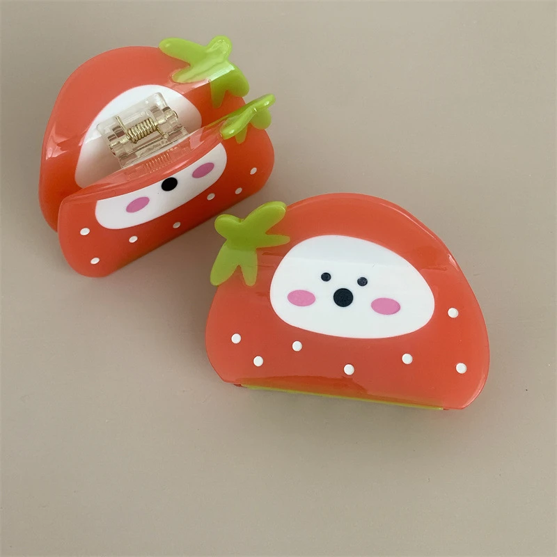 DuoShang Sweet Cute Fruit Strawberry Acetate Hair Claw Light Luxury Eco-friendly Fruit Claw Clip for Women Girl Hair Accessories