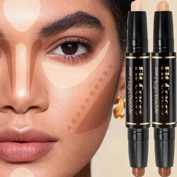 Double-head Highlight Shadow Stick Face Bronzer Contouring Pen Foundation Cream Concealer Makeup Base Beauty Women's Cosmetics