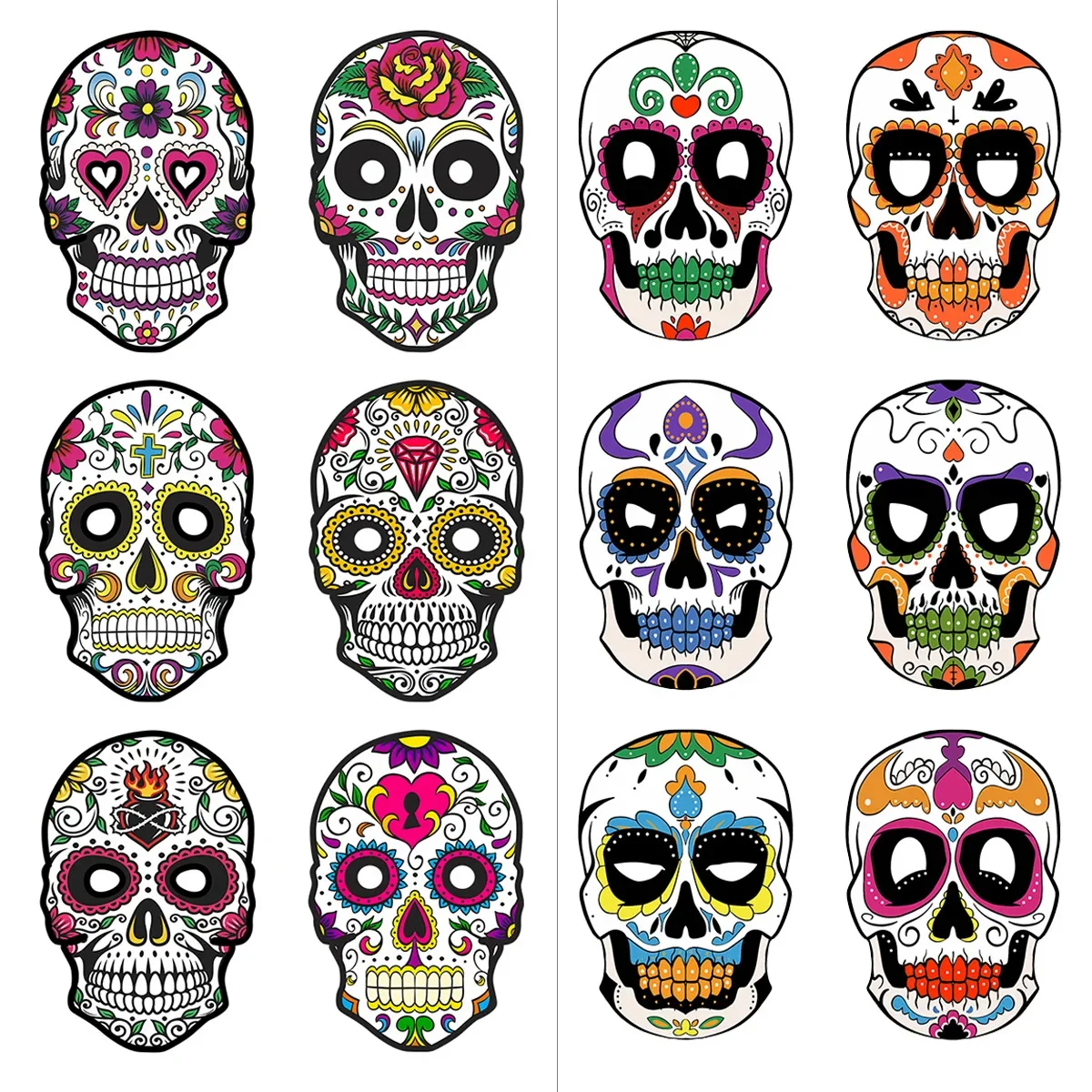Colorful Paper Skull Dress Up Party Face Masks for Mexican Day of The Dead Theme Party Halloween Masquerade Decoration