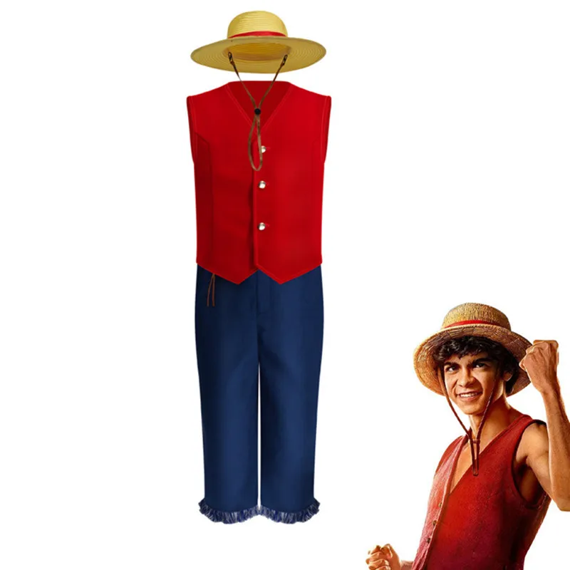 

Luffy Live Cosplay Costume 2023 New Monkey D Flesh Movie Live Action Series Full Set