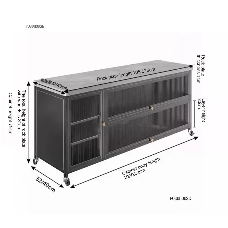 Multi-functional Kitchen Cabinets Home Storage Cabinet with Wheels for Microwave Oven Storage Cabinets Modern Kitchen Furniture